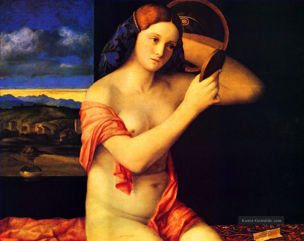 Dame bei ihrer Toilette Renaissance Giovanni Bellini Ölgemälde